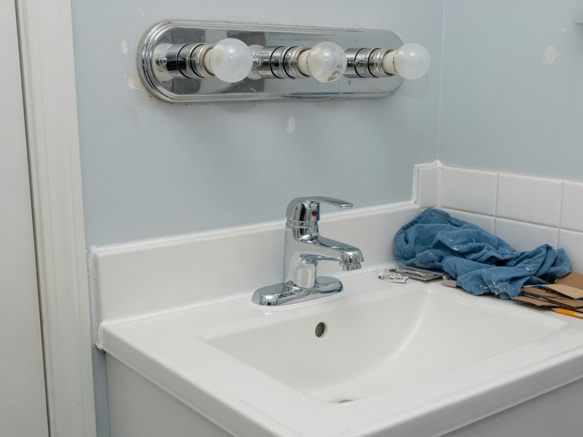 Newly installed bathroom faucet